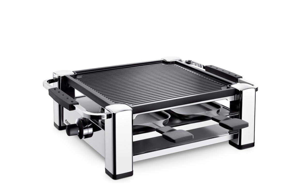 Koenig Raclette-Grill B02156 – 4 Personen, 1000 W, Antihaftbeschichtet – Schwarz/Chrom