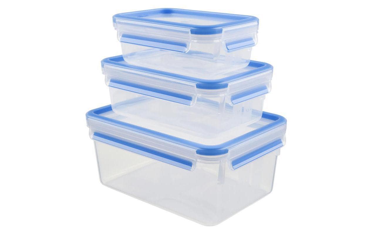 EMSA Vorratsdose 3er-Set, 550 ml/1 l/2,3 l, 16,7 × 22,6 × 9,9 cm, Kunststoff (TPE), transparent/blau
