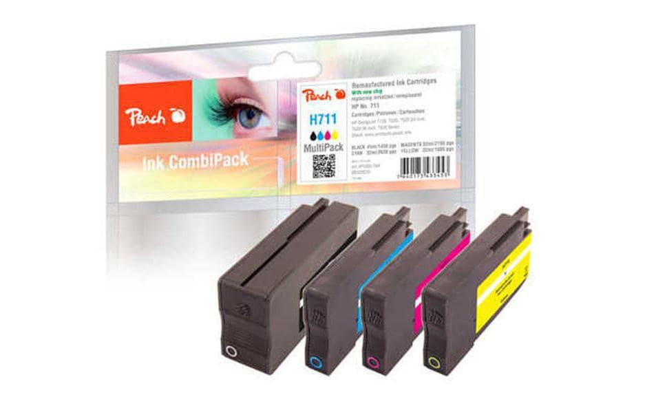 Peach Tintenpatronen-Multipack CMYK, kompatibel – für HP DesignJet T 120, T 520, T 520 24 Zoll und andere