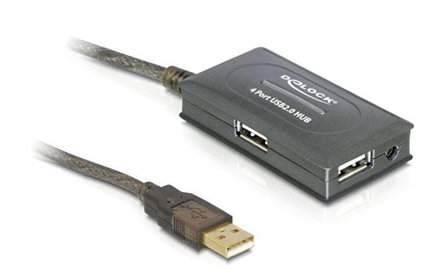 DeLOCK USB-A Verlängerungskabel (Stecker auf Buchse) – USB 2.0 (480 Mbit/s) – 10 m – Aktiv, integrierter Hub