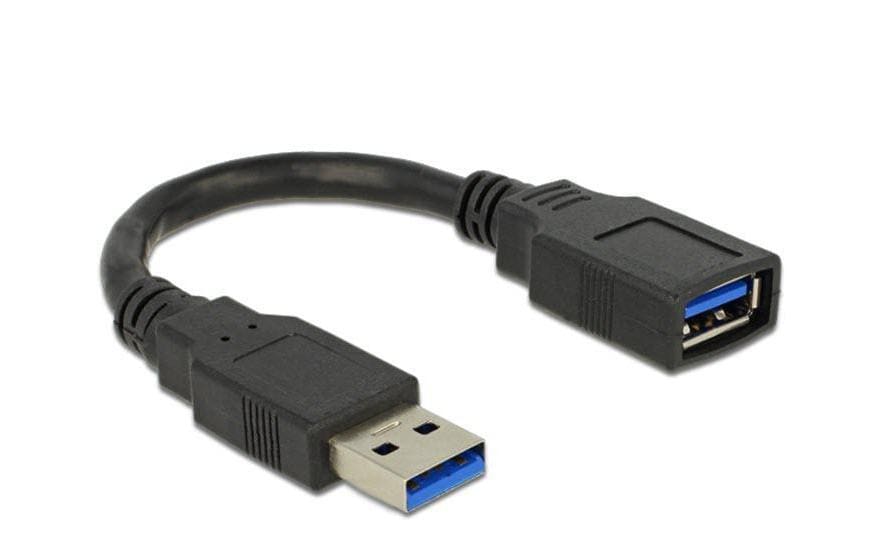 DeLOCK USB-A Verlängerungskabel (Stecker auf Buchse) – USB 3.2 Gen 1 (5 Gbit/s) – 0,15 m – Schwarz