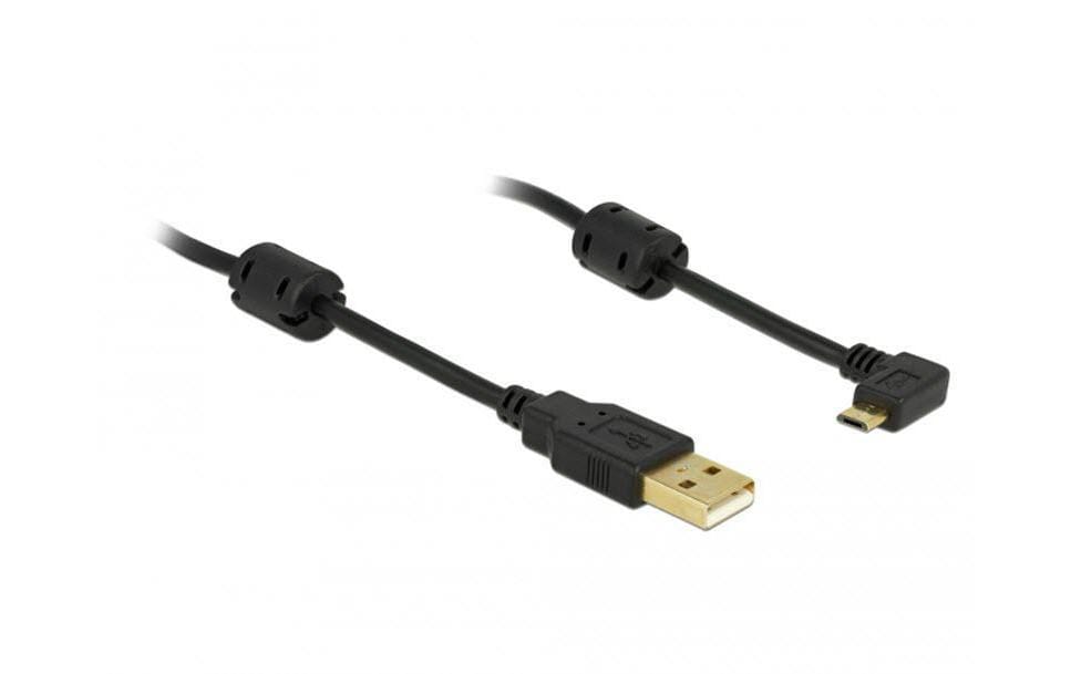 DeLOCK USB-A auf Micro-USB-B Kabel – USB 2.0 (480 Mbit/s) – 1 m – Abgewinkelt – Schwarz