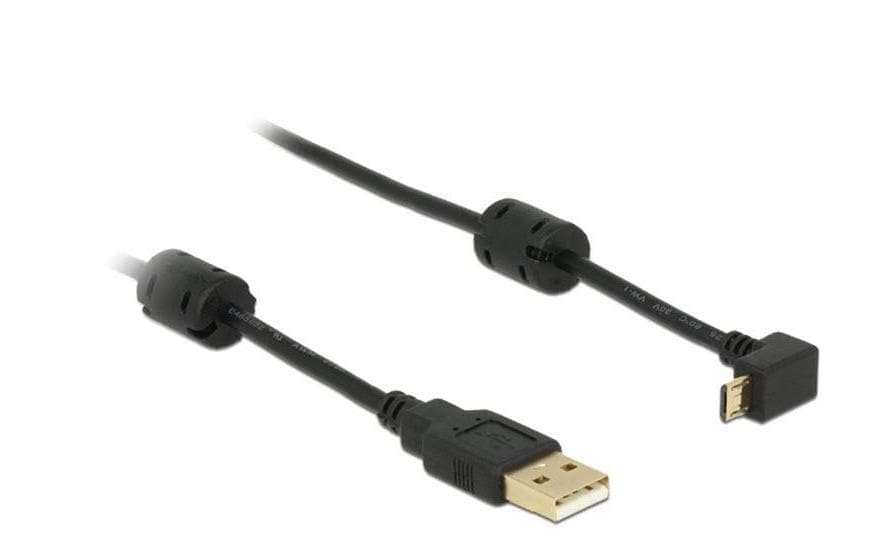 DeLOCK USB-A auf Micro-USB-B Kabel – USB 2.0 (480 Mbit/s) – 1 m – Abgewinkelt, vergoldete Kontakte – Schwarz