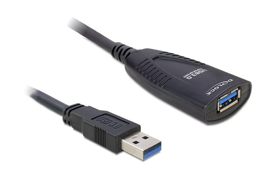 DeLOCK USB-A Verlängerungskabel (Stecker auf Buchse) – USB 3.2 Gen 1 (5 Gbit/s) – 5 m – Aktiv – Schwarz
