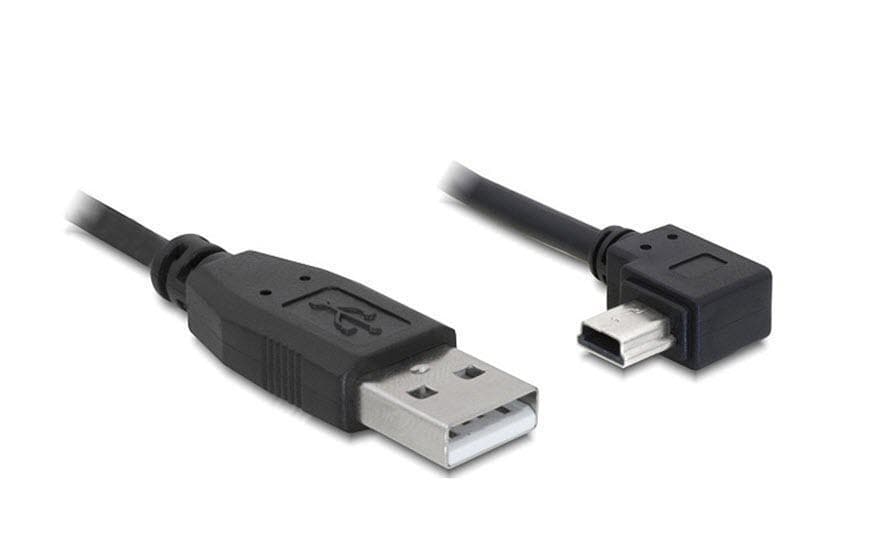 DeLOCK USB-A auf Mini-USB-B Kabel – USB 2.0 (480 Mbit/s) – 0,5 m – Abgewinkelt – Schwarz