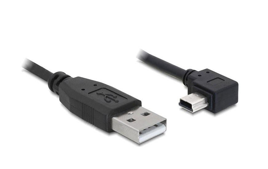 DeLOCK USB-Kabel – USB-A auf Mini-USB-B – USB 2.0 (480 Mbit/s) – 1 m – Abgewinkelt – Schwarz
