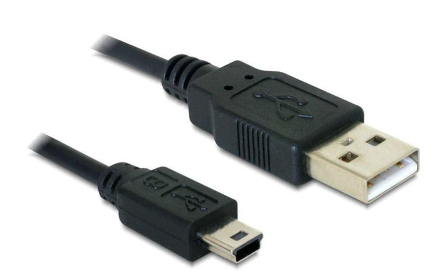 DeLOCK USB-A auf Mini-USB-B Kabel – USB 2.0 (480 Mbit/s) – 1 m – Schwarz – für Digitalkameras und externe 2,5 HDDs