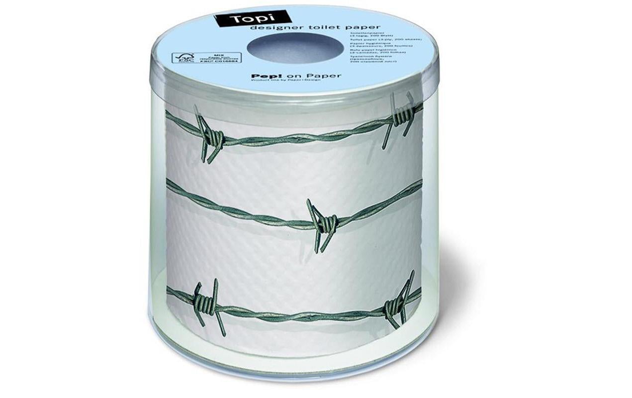 Paper + Design Motiv-Toilettenpapier – 3-lagig, Motiv Barbed Wire, 200 Blatt/Rolle – 1 Rolle