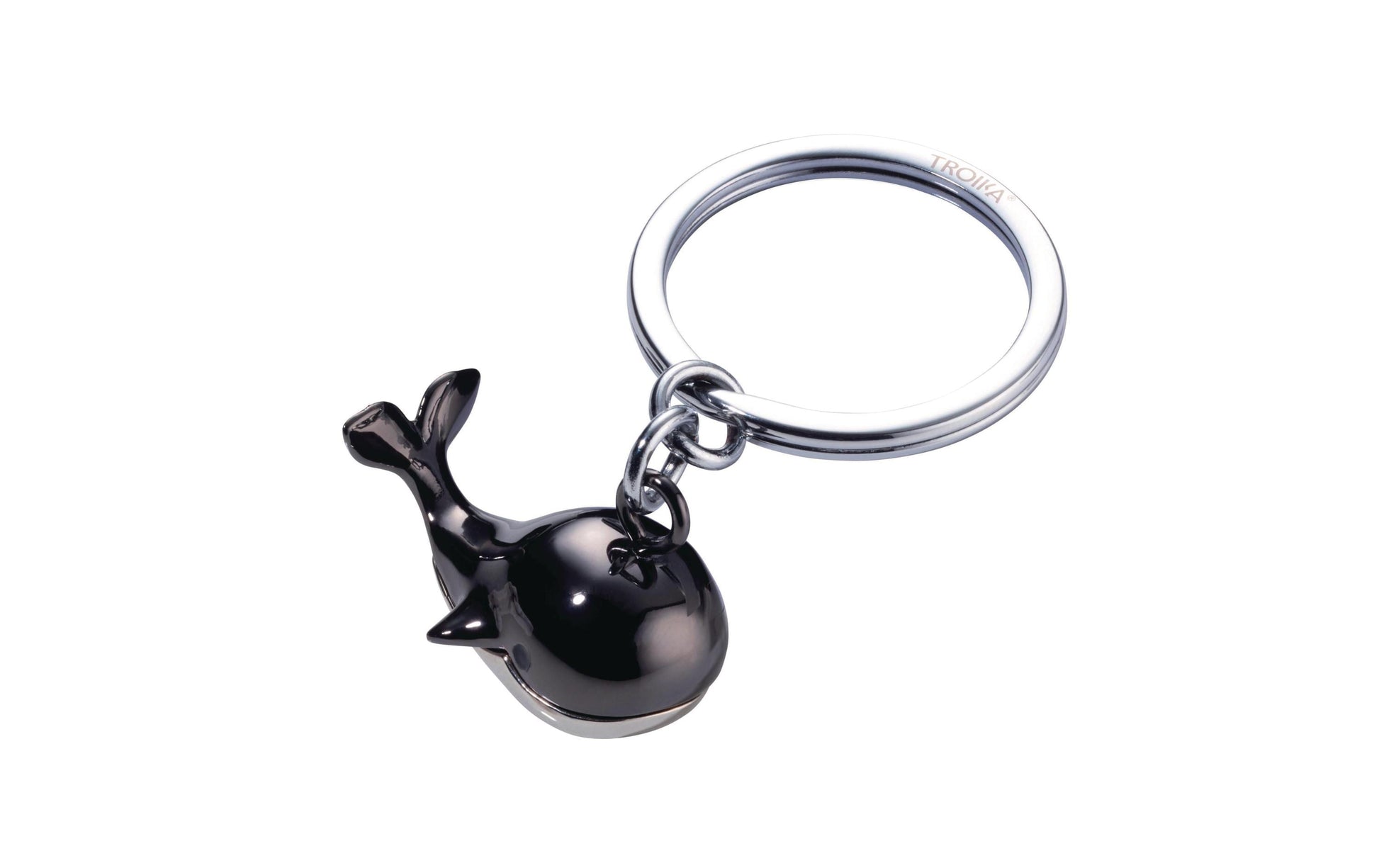TROIKA Schlüsselanhänger Jack Pott Wal – Metall, Schwarz, 83,1 × 35,1 mm