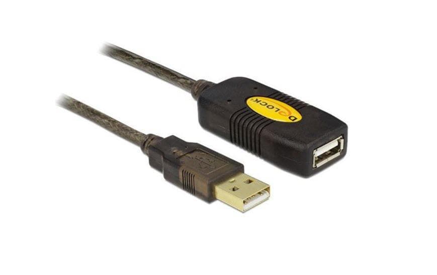 DeLOCK USB-A Verlängerungskabel (Stecker auf Buchse) – USB 2.0 (480 Mbit/s) – 15 m – Aktiv – Schwarz