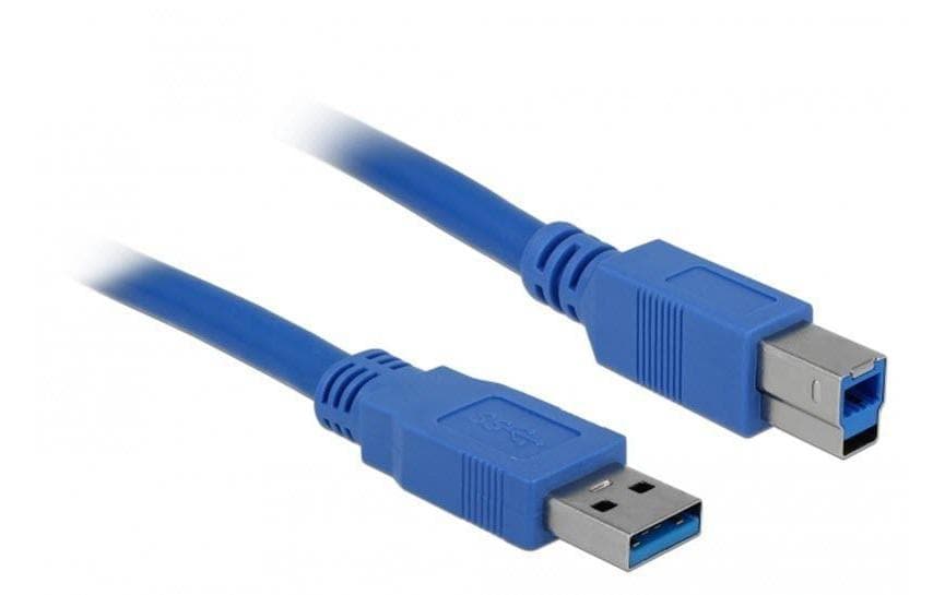 DeLOCK USB-Kabel USB-A auf USB-B – USB 3.2 Gen 1 (5 Gbit/s) – 1,8 m – Goldstecker – Blau