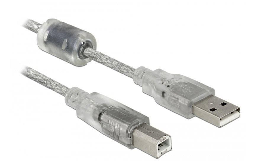 DeLOCK USB-A auf USB-B Kabel – USB 2.0 (480 Mbit/s) – 0,5 m – Transparent – für Drucker, Scanner
