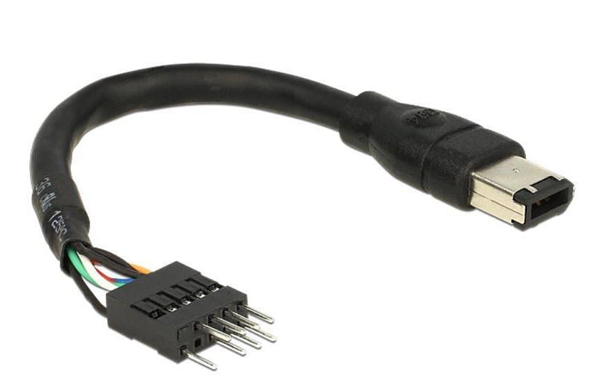 DeLOCK FireWire 400 6-Pin Kabel – FireWire 400 6-Pin zu 6-Pin, 400 Mbit/s, 0,16 m, Schwarz