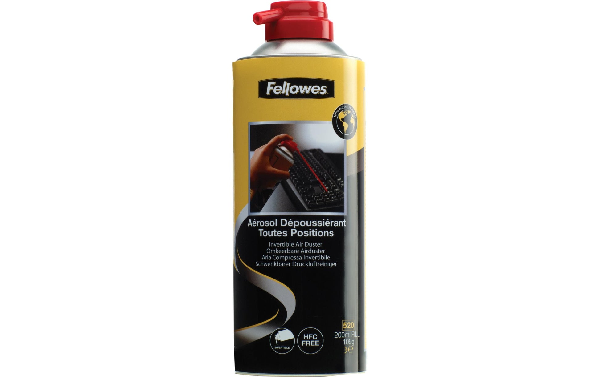 Fellowes Druckluftspray 9974805 – 200 ml – weiss – 6,4 × 6,4 × 18,8 cm – für Tastatur, Drucker u. a.