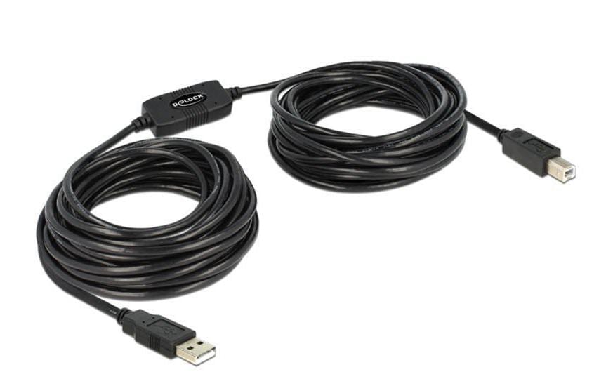 DeLOCK USB-A auf USB-B Kabel – USB 2.0 (480 Mbit/s) – 11 m – Aktiv – Schwarz