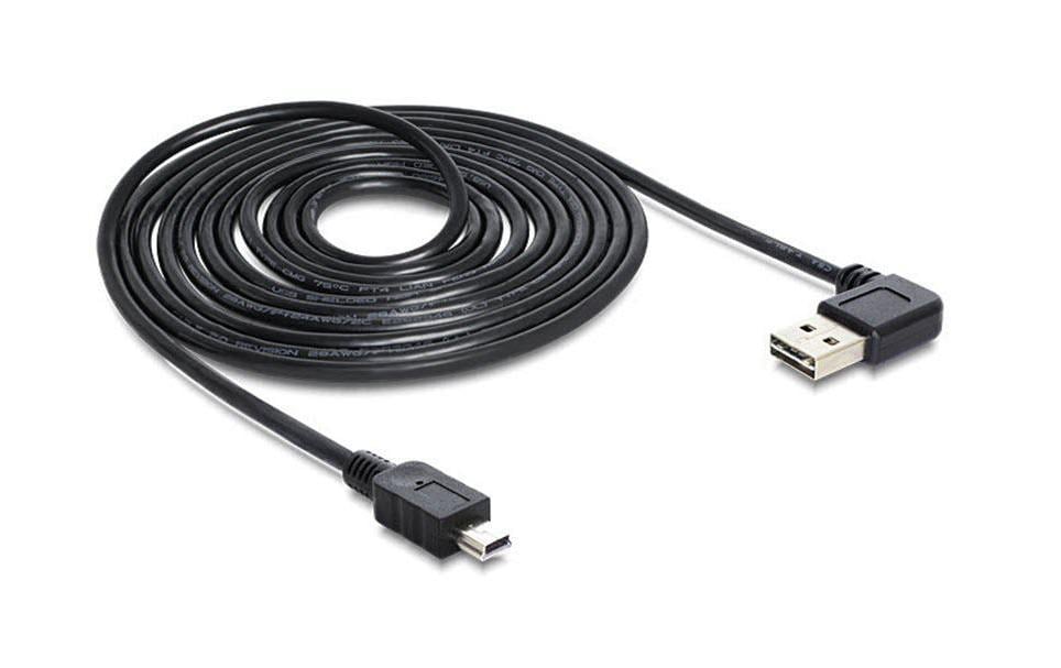 DeLOCK USB-A auf Mini-USB-B Kabel – USB 2.0 (480 Mbit/s) – 2 m – Abgewinkelt – Schwarz