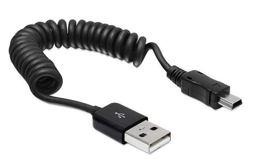 DeLOCK USB-A auf Mini-USB-B Kabel – USB 2.0 (480 Mbit/s) – 0,6 m – Spiralkabel – Schwarz
