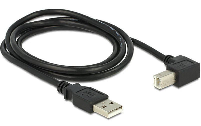 DeLOCK USB-A auf USB-B Kabel – USB 2.0 (480 Mbit/s) – 1 m – Abgewinkelt – Schwarz