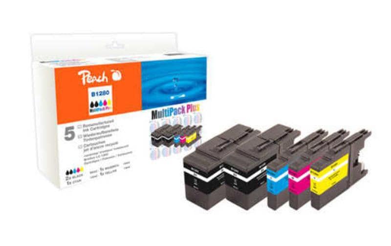 Peach Tintenpatronen-Multipack LC-1280, 5er-Pack, kompatibel – für MFC-J5910DW, J6510DW, J6710DW und andere