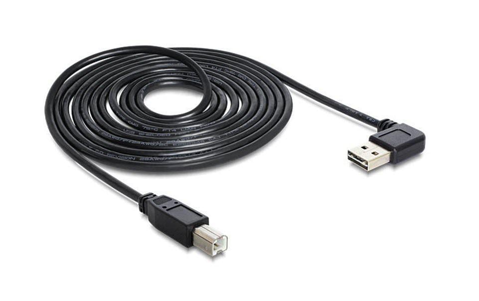 DeLOCK USB-A auf USB-B Kabel – USB 2.0 (480 Mbit/s) – 2 m – Abgewinkelt – Schwarz