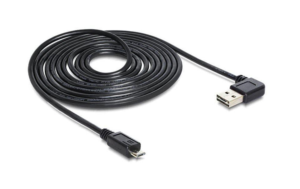DeLOCK USB-Kabel – USB-A auf Micro-USB-B – USB 2.0 (480 Mbit/s) – 1 m – Abgewinkelt, beidseitig einsteckbar