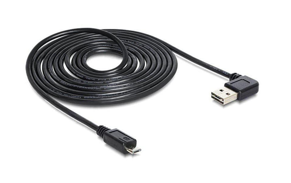 DeLOCK USB-A auf Micro-USB-B Kabel – USB 2.0 (480 Mbit/s) – 5 m – Abgewinkelt (USB-A) – Schwarz