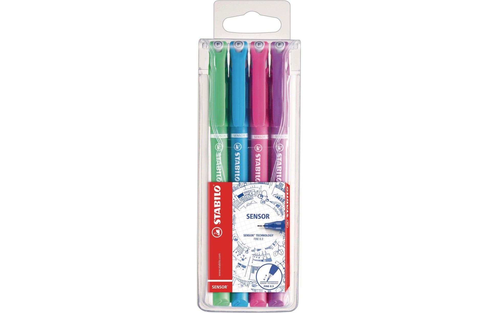STABILO Sensor F – 4er-Set – 0,3 mm – sortiert