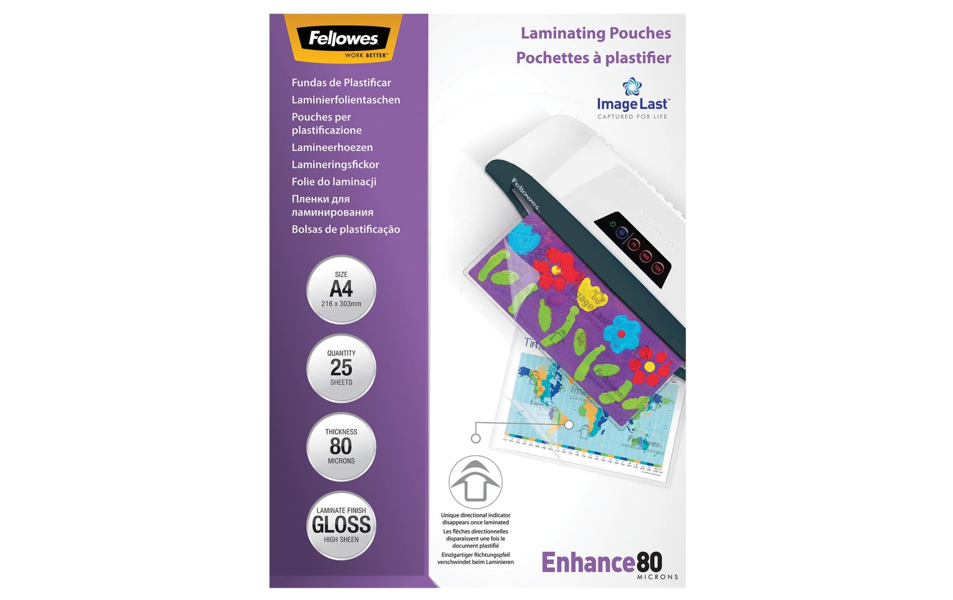 Fellowes Laminierfolien A4 – 80 µm, glänzend, 25 Stück