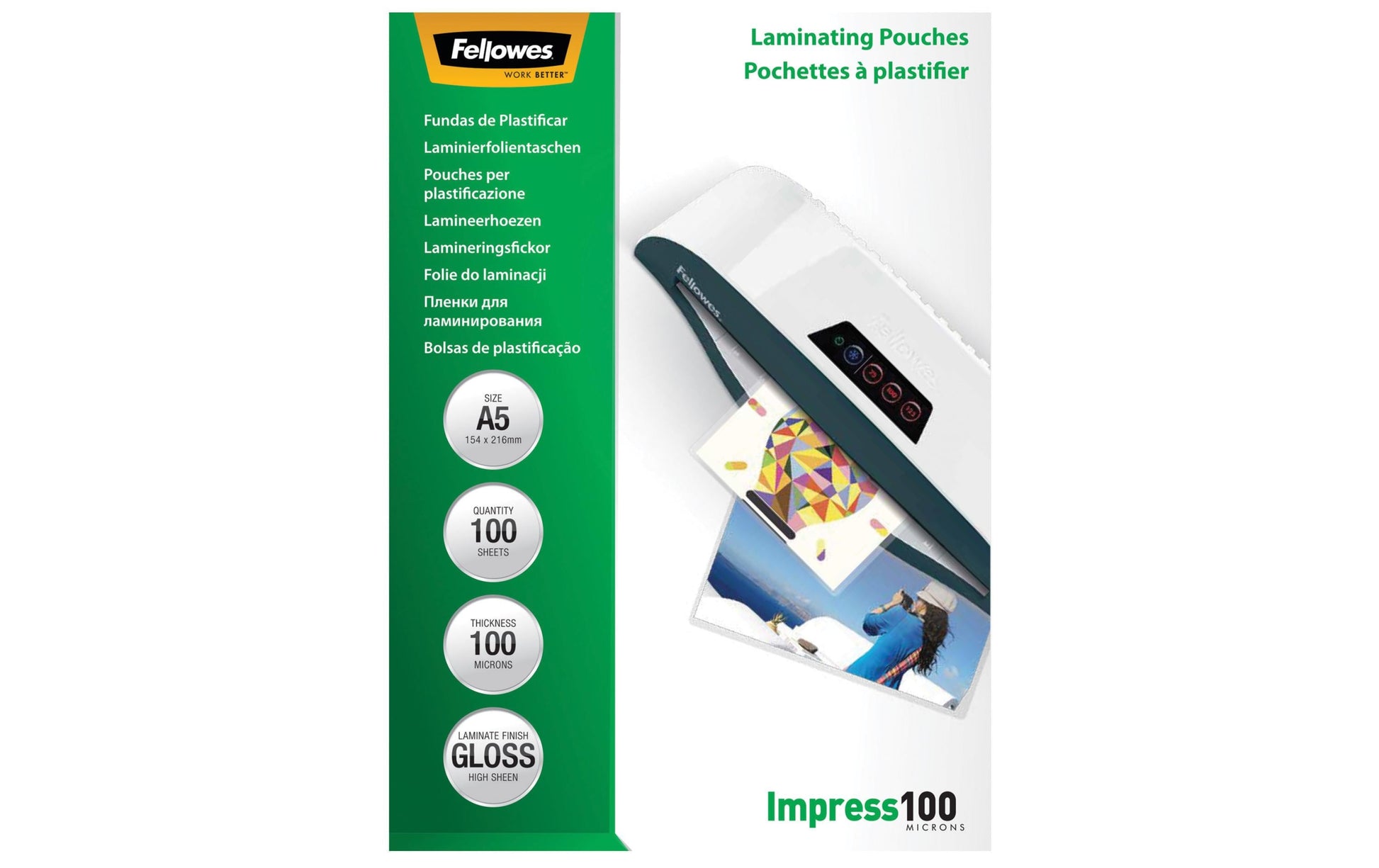 Fellowes Laminierfolien – A5, 100 µm, Transparent