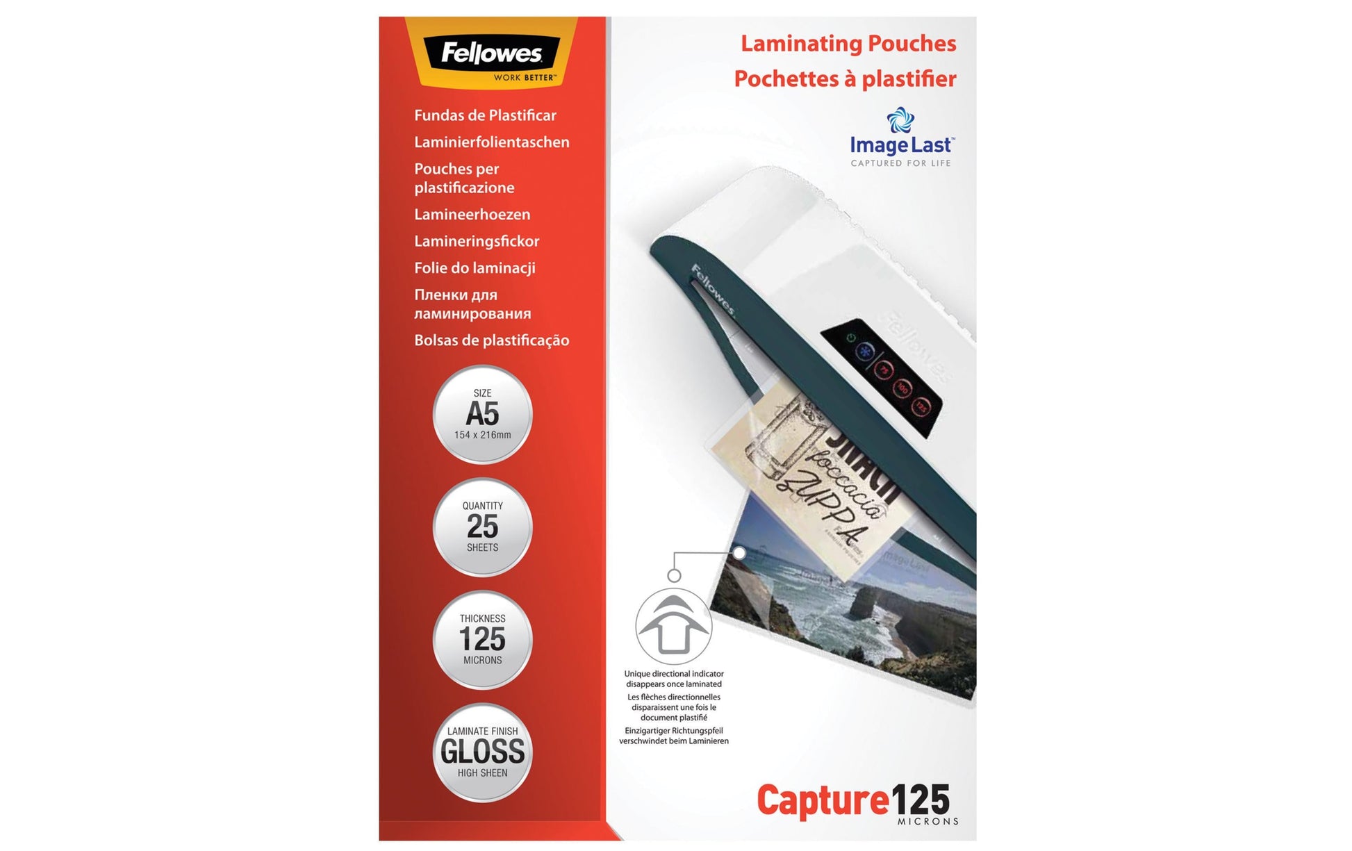 Fellowes Laminierfolien A5 – 125 µm, glänzend, 25 Stück