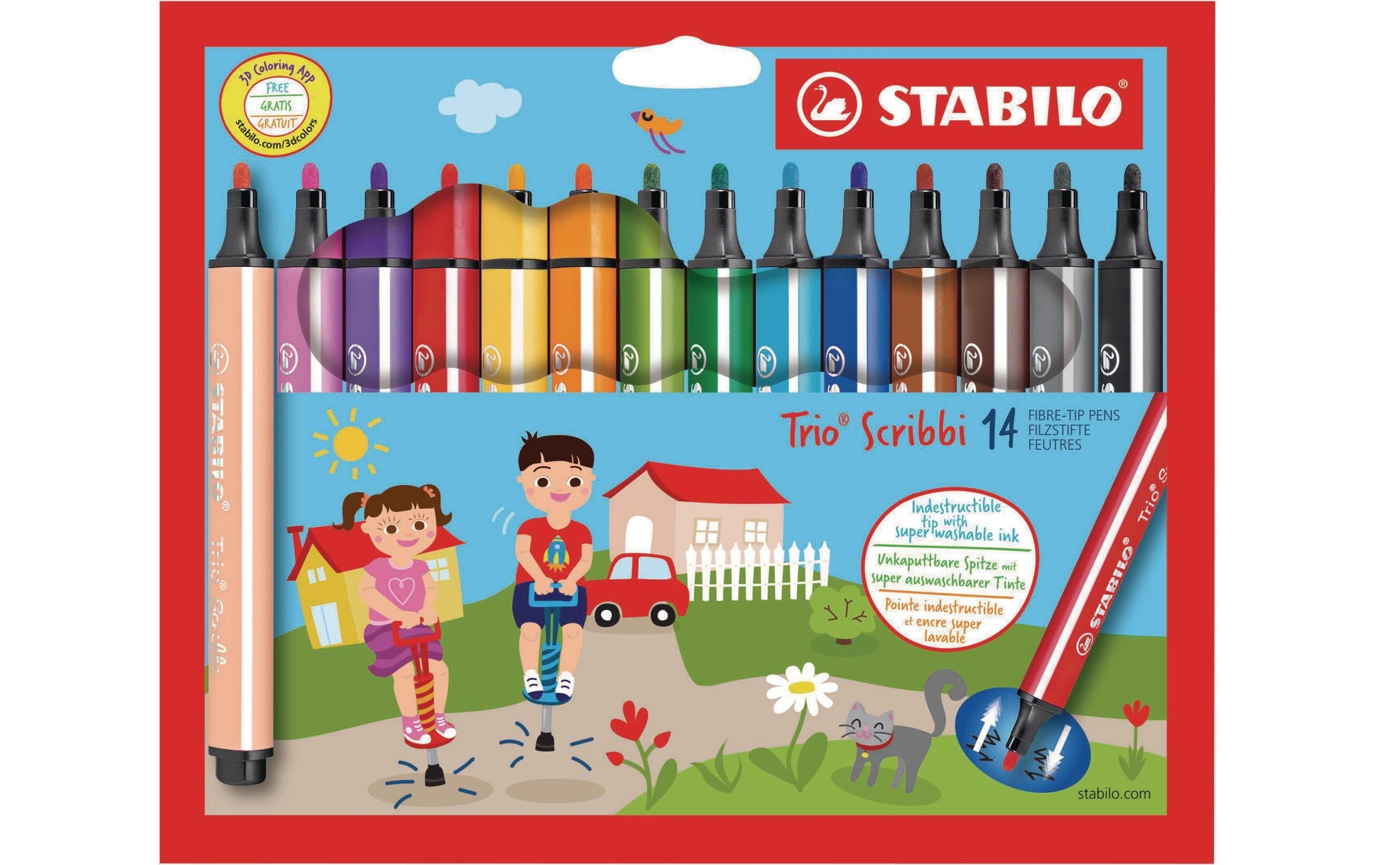 STABILO Filzstifte, Strichbreite 1,5–2 mm, 14 Farben