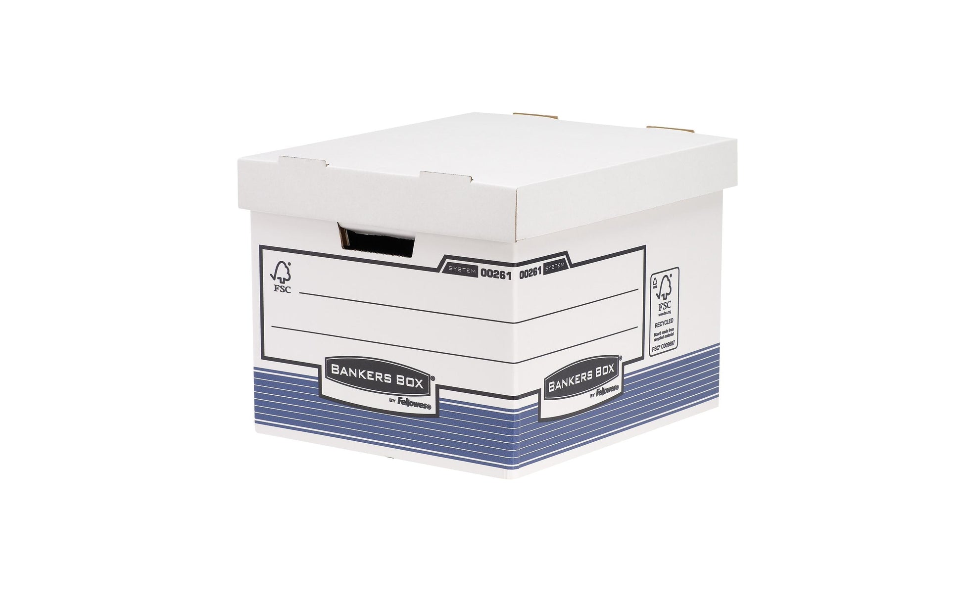 Fellowes R-Kive Prima Archivschachtel A4 – 335 × 292 × 404 mm, weiss, blau, Karton, 10er Pack