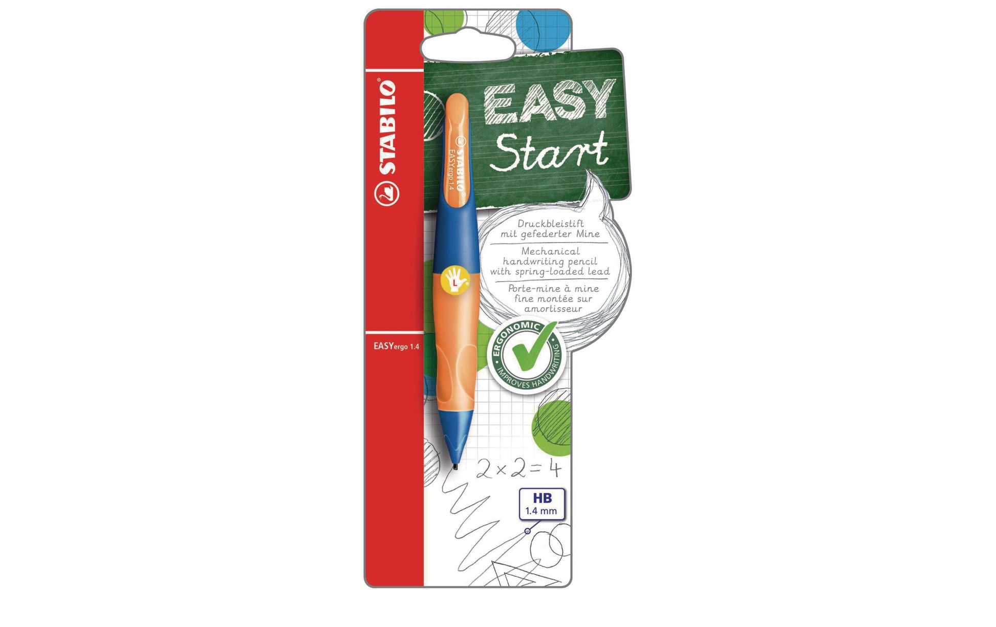 Stabilo EASYergo Start Druckbleistift – 1,4 mm, für Linkshänder, Ultramarinblau/Neonorange
