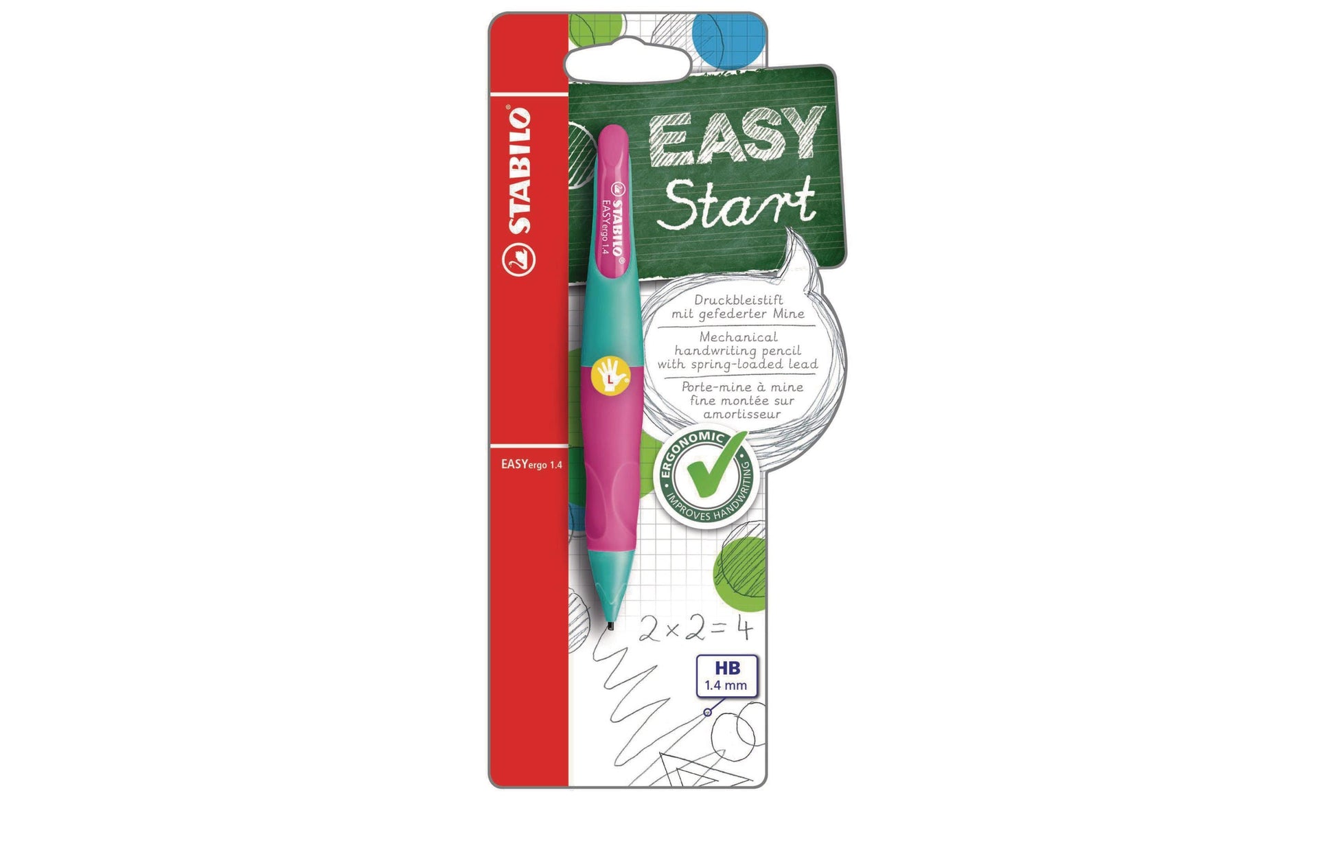 Stabilo EASYergo Start Druckbleistift – 1,4 mm, für Linkshänder, türkis/neonpink