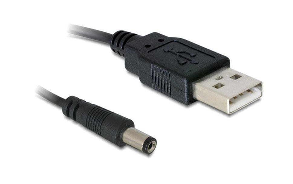 DeLOCK Stromkabel – USB-A auf Hohlstecker 5,5 mm/2,1 mm (Stecker auf Stecker) – USB 2.0 (480 Mbit/s) – 1 m