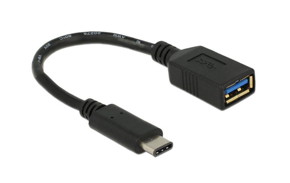 DeLOCK Adapterkabel USB-A zu USB-C – USB 3.2 Gen 1 (5 Gbit/s), 0,15 m, Passiv, Schwarz