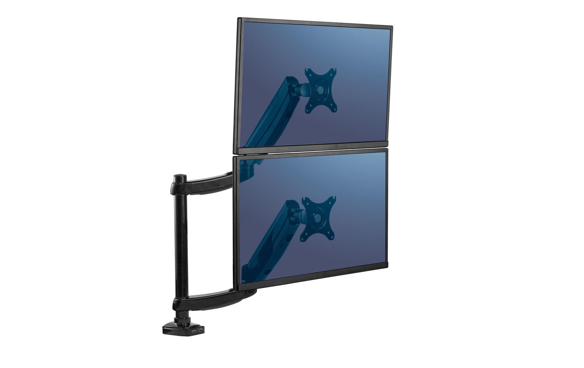 Fellowes Platinum Serie – Monitorarm, Dual, bis 27", 10 kg, Gasfeder, Neigung +85/−15°, 360° drehbar, 2 USB