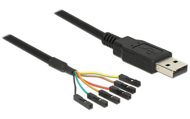 DeLOCK USB-Seriell-TTL-Kabel USB-A zu Pinheader (6-Pin) – 1,8 m, USB 2.0 (480 Mbit/s), 3,3 V, passiv, schwarz