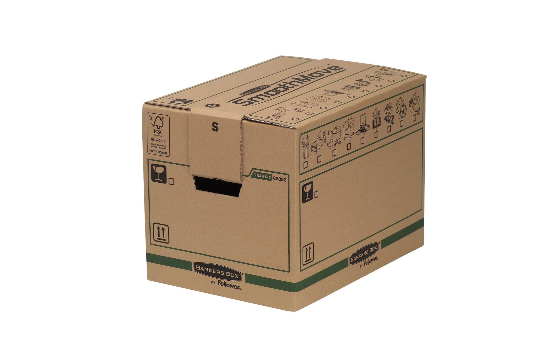 Fellowes SmoothMove Umzugsbox 38 l – FastFold, 327 × 429 × 310 mm, braun, Karton, 5er Pack