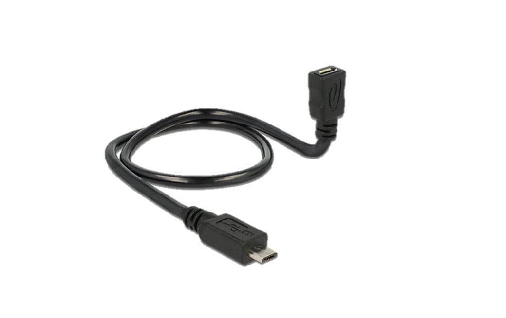 DeLOCK USB-Adapter Micro-USB-B auf USB-C – USB 2.0 (480 Mbit/s) – 0,5 m – USB On-The-Go (OTG) – Schwarz