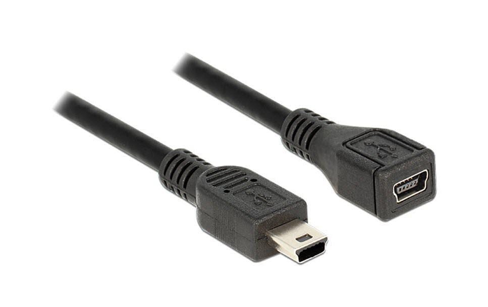 DeLOCK Mini-USB-B Verlängerungskabel (Stecker auf Buchse) – USB 2.0 (480 Mbit/s) – 1 m – Schwarz