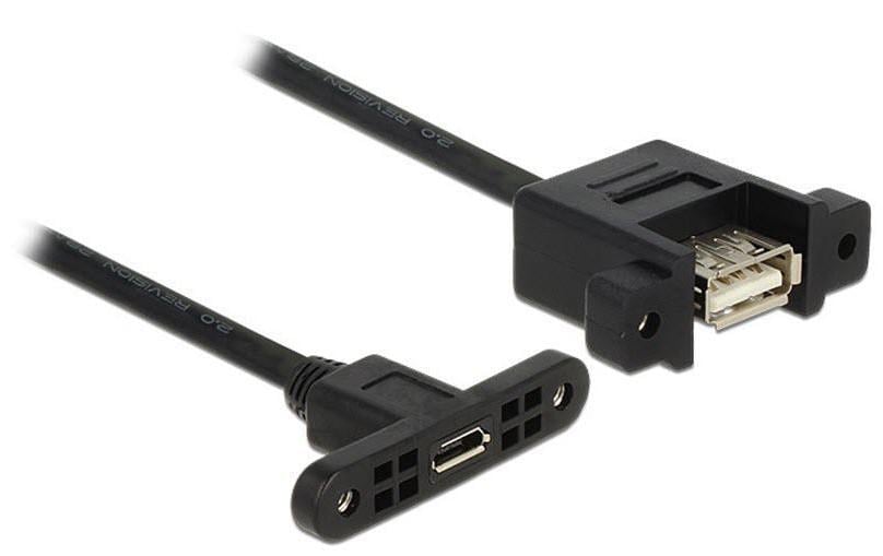 DeLOCK USB-Adapter USB-A auf Micro-USB B – USB 2.0 (480 Mbit/s) – verschraubbar – Schwarz