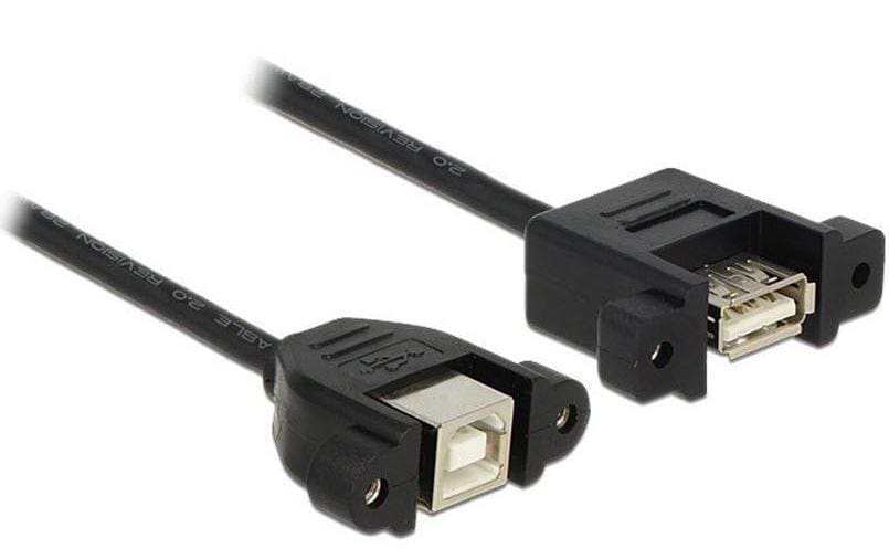 DeLOCK USB-Adapter USB-A auf USB-B – USB 2.0 (480 Mbit/s) – 1 m – Verschraubbar – Schwarz