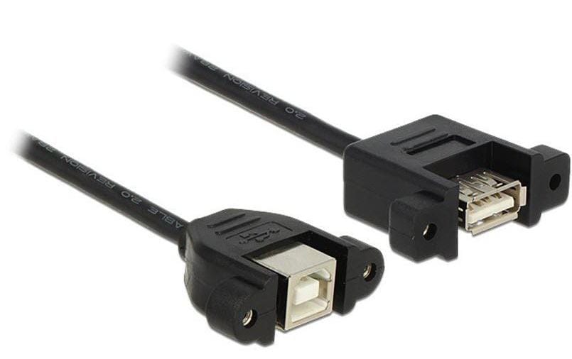 DeLOCK USB-A auf USB-B Verlängerungskabel (Buchse auf Buchse) – USB 2.0 (480 Mbit/s) – 0,25 m – Schwarz