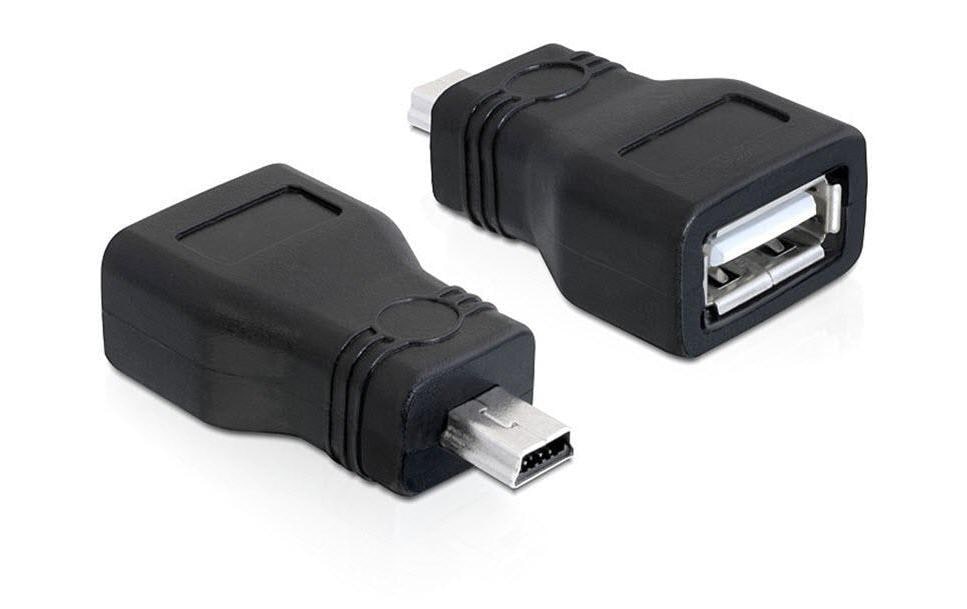 DeLOCK USB-Adapter USB-A (Buchse) auf Mini-USB-B (Stecker) – USB 2.0 (480 Mbit/s) – Nickelkontakte – Schwarz