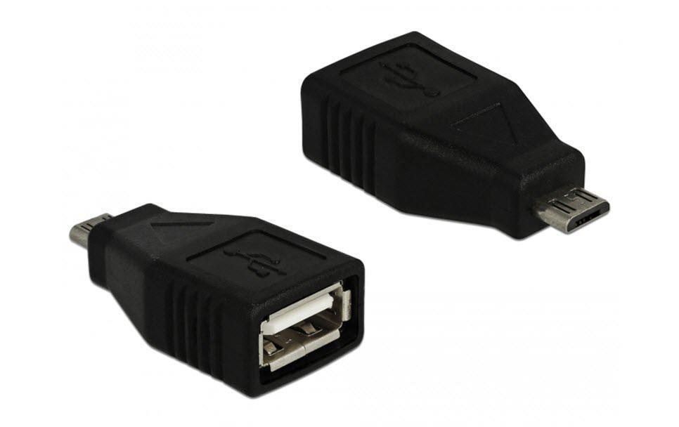 DeLOCK USB-Adapter USB-A (Buchse) auf Micro-USB-B (Stecker) – USB 2.0 (480 Mbit/s) – Schwarz
