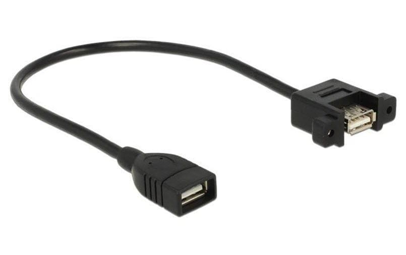 DeLOCK USB-Adapter USB-A auf USB-A – USB 2.0 (480 Mbit/s) – 0,25 m – Verschraubbar – Schwarz