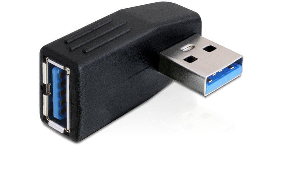 DeLOCK 65341 Winkeladapter USB-A zu USB-A – USB 3.2 Gen 1 (5 Gbit/s), beidseitig gewinkelt, Schwarz