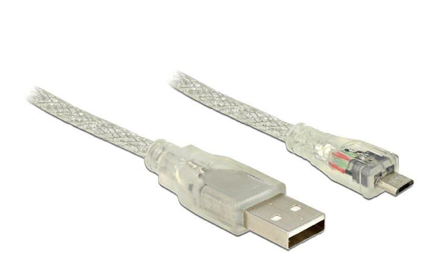 DeLOCK USB-A auf Micro-USB-B Kabel – USB 2.0 (480 Mbit/s) – 0,5 m – Transparent