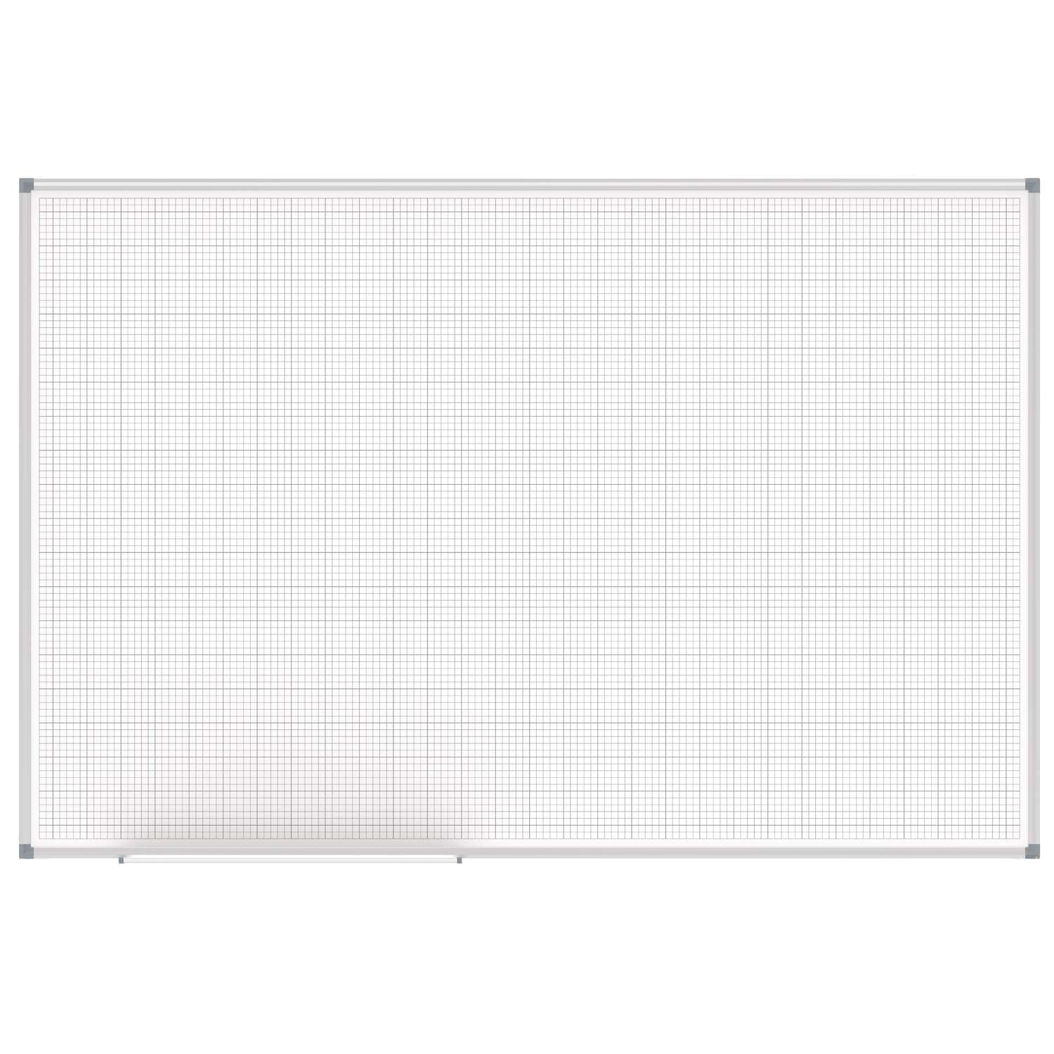 MAUL Whiteboard – 150 × 100 cm, lackierter Stahl, magnetisch, kariert (10 mm), Aluminiumrahmen, Wandmontage